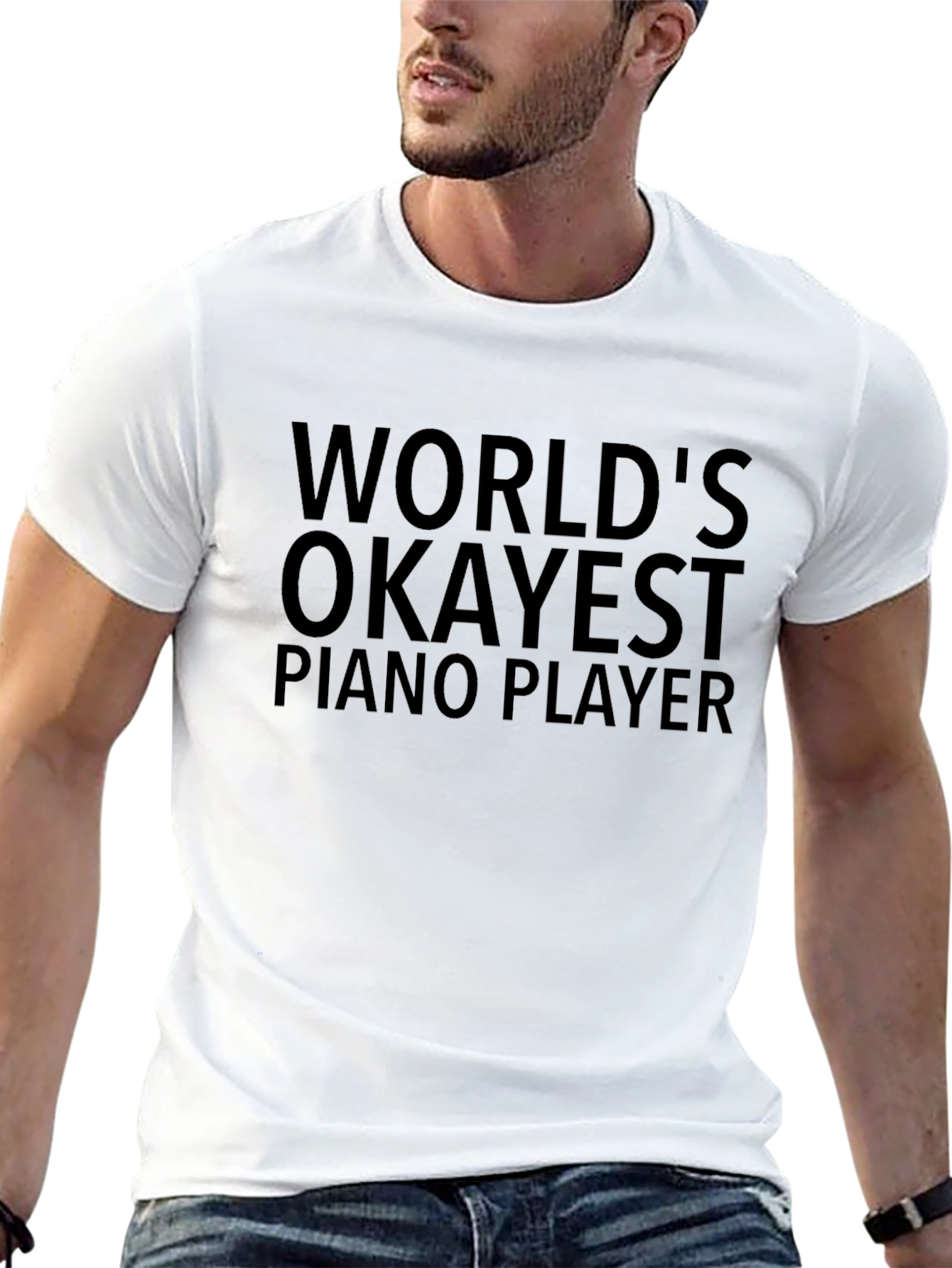Worlds Okayest Piano Player Black T-Shirt
