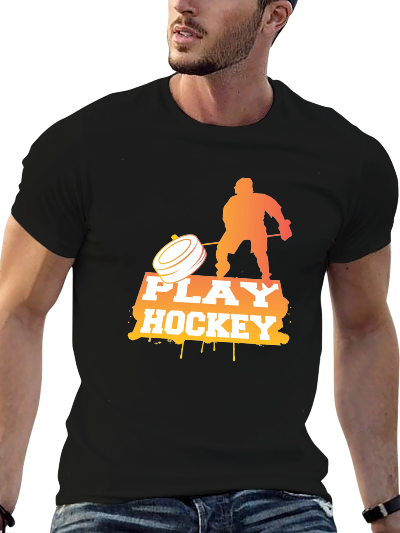 Play Hockey Graphic Tee - Cool Black T-Shirt