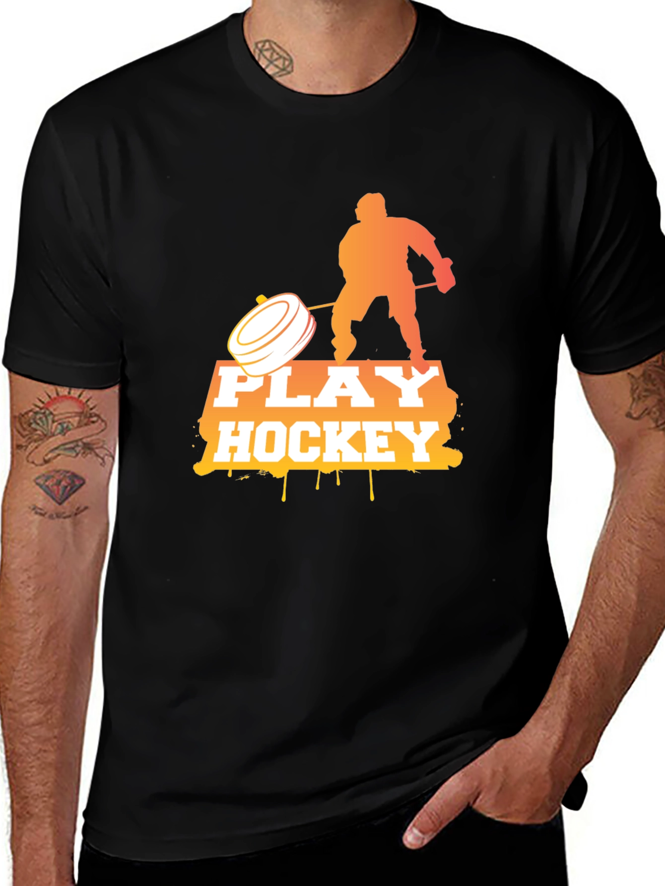 Play Hockey Graphic Tee - Cool Black T-Shirt