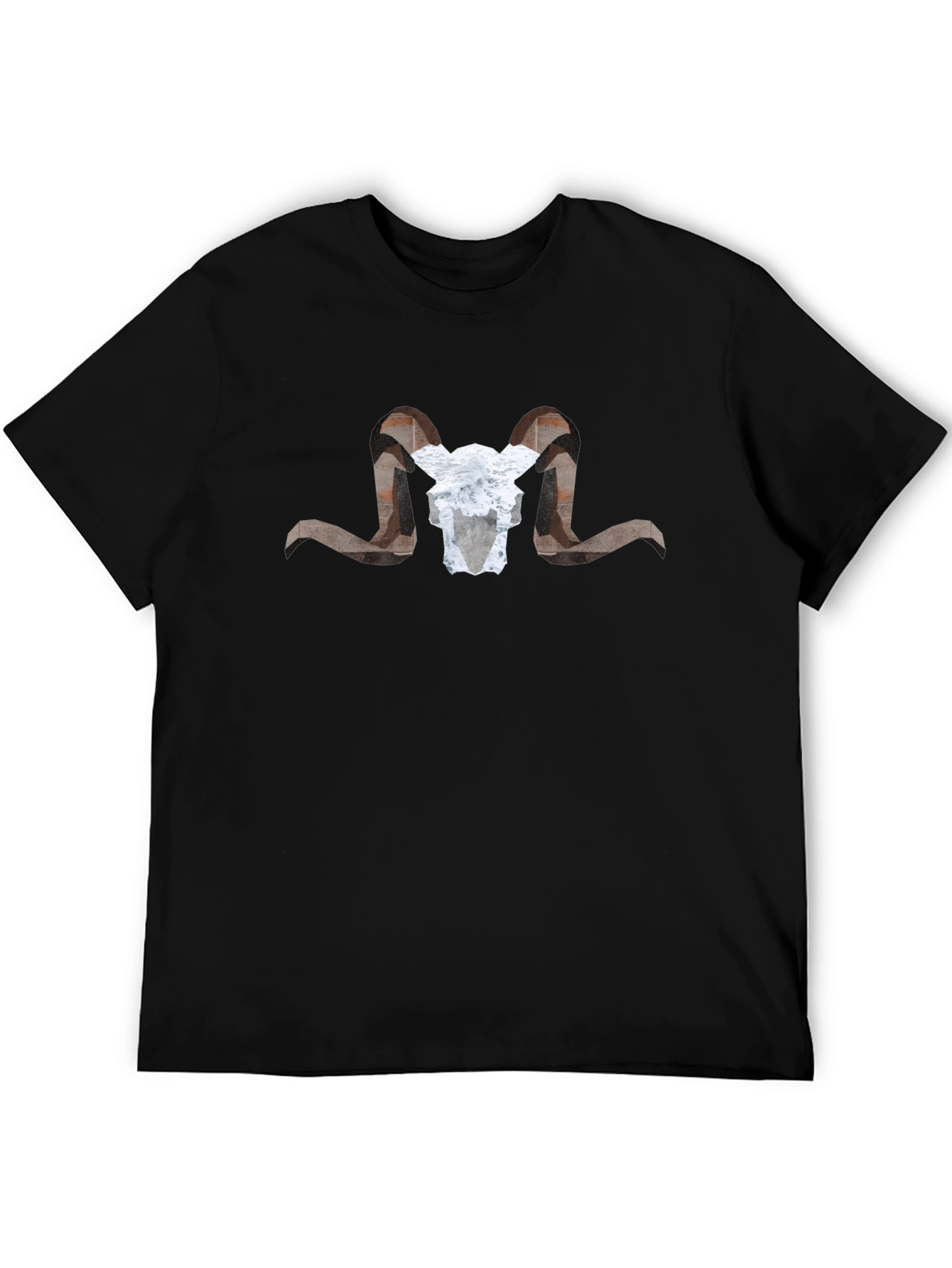 Geometric Ram Skull Graphic T-Shirt