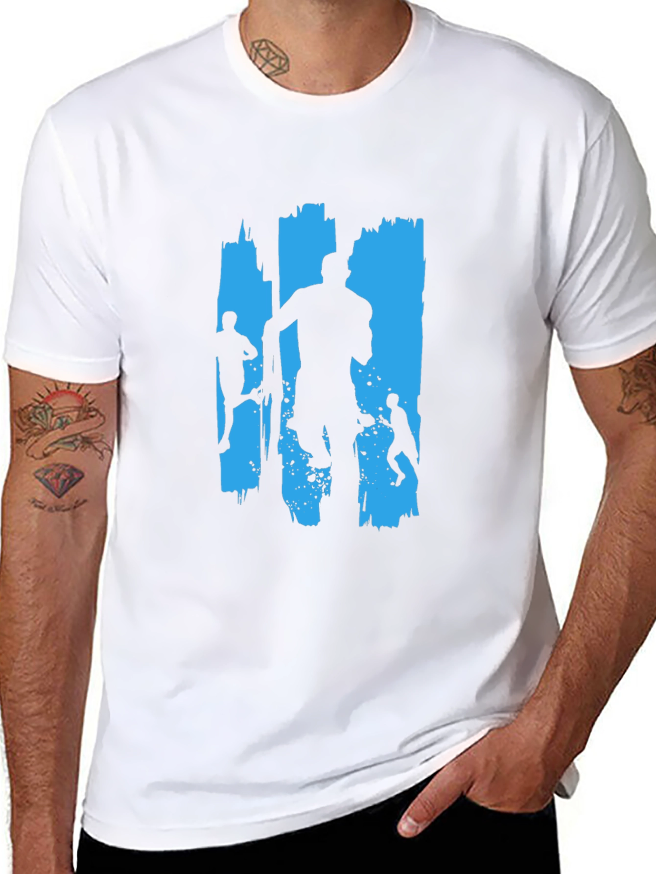 Runner Silhouette Graphic Tee - Black Cotton Casual Shirt