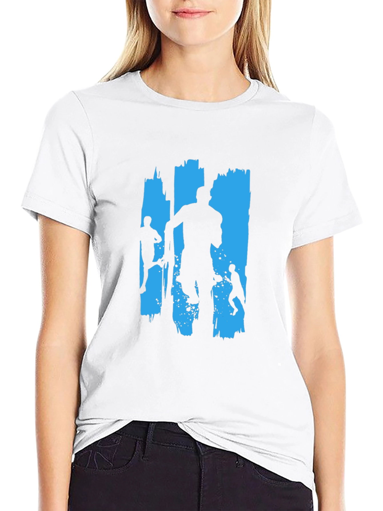 Runner Silhouette Graphic Tee - Black Cotton Casual Shirt