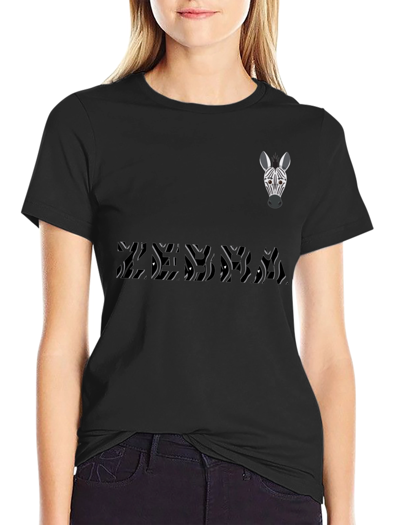 Zebra Graphic Print Tee - Stylish Mens Black T-Shirt
