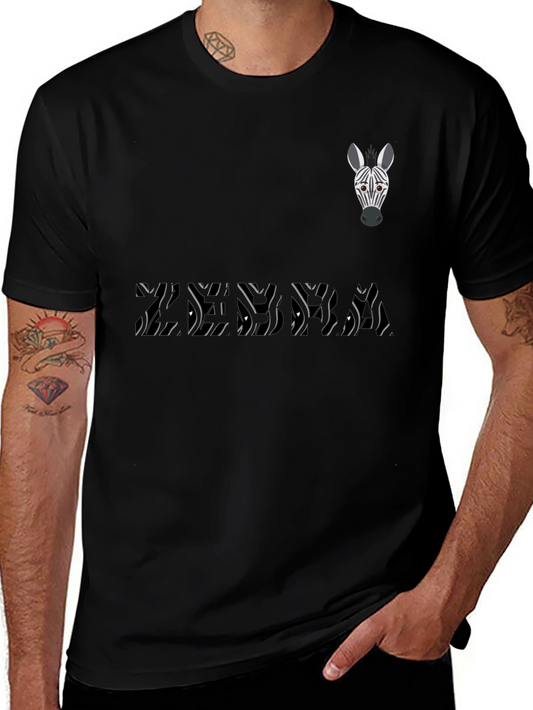 Zebra Graphic Print Tee - Stylish Mens Black T-Shirt