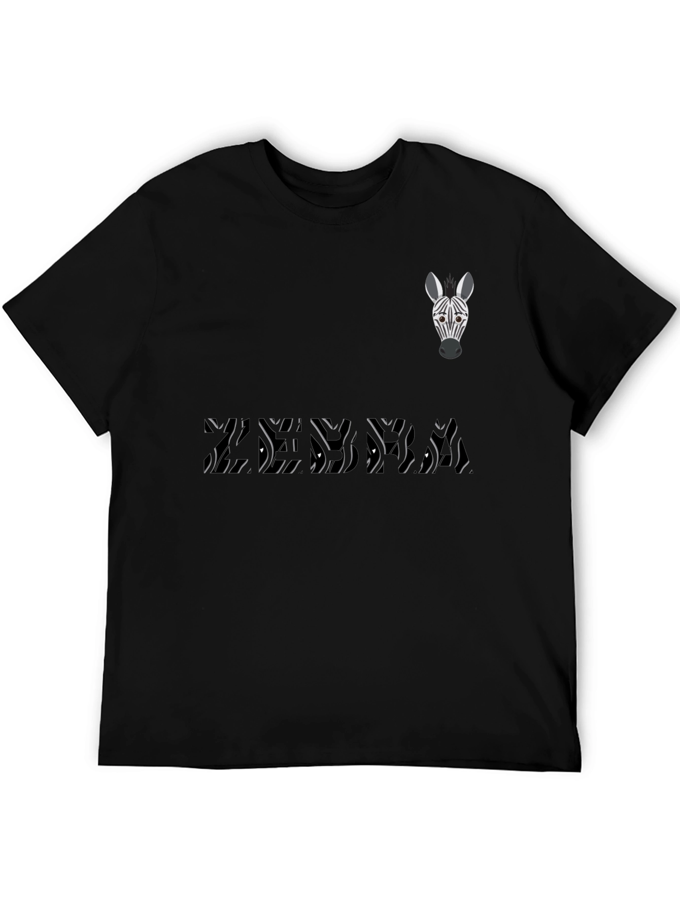 Zebra Graphic Print Tee - Stylish Mens Black T-Shirt
