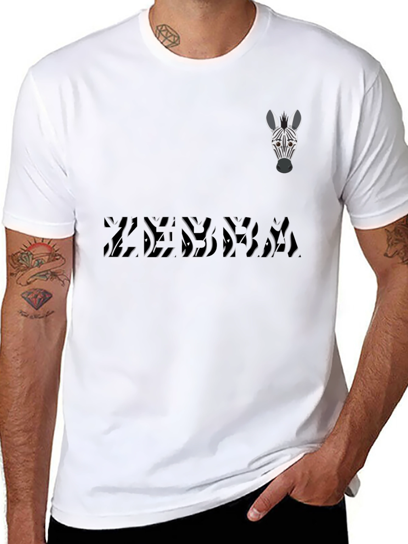 Zebra Graphic Print Tee - Stylish Mens Black T-Shirt