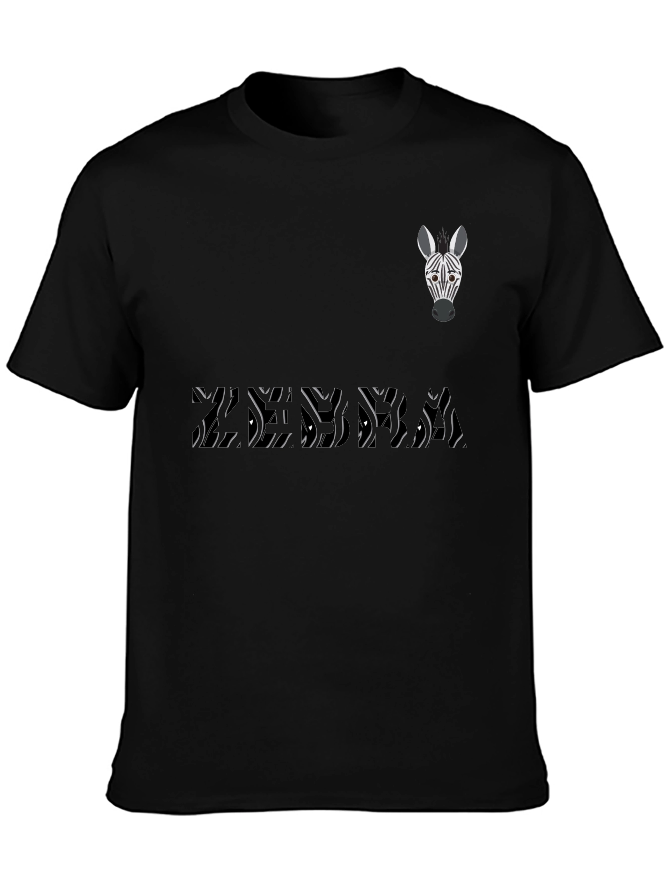 Zebra Graphic Print Tee - Stylish Mens Black T-Shirt