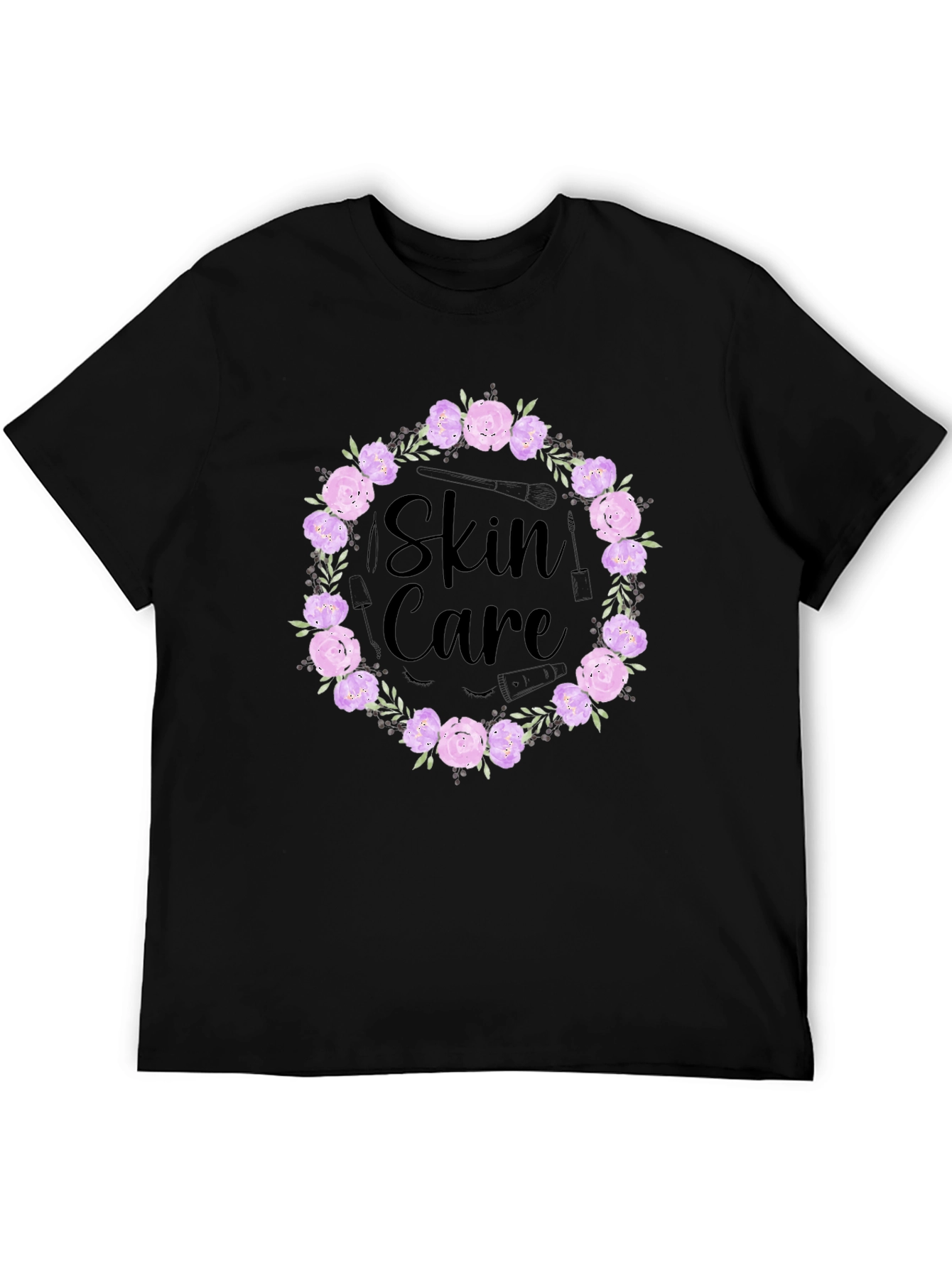 Skin Care Floral Wreath Graphic T-Shirt