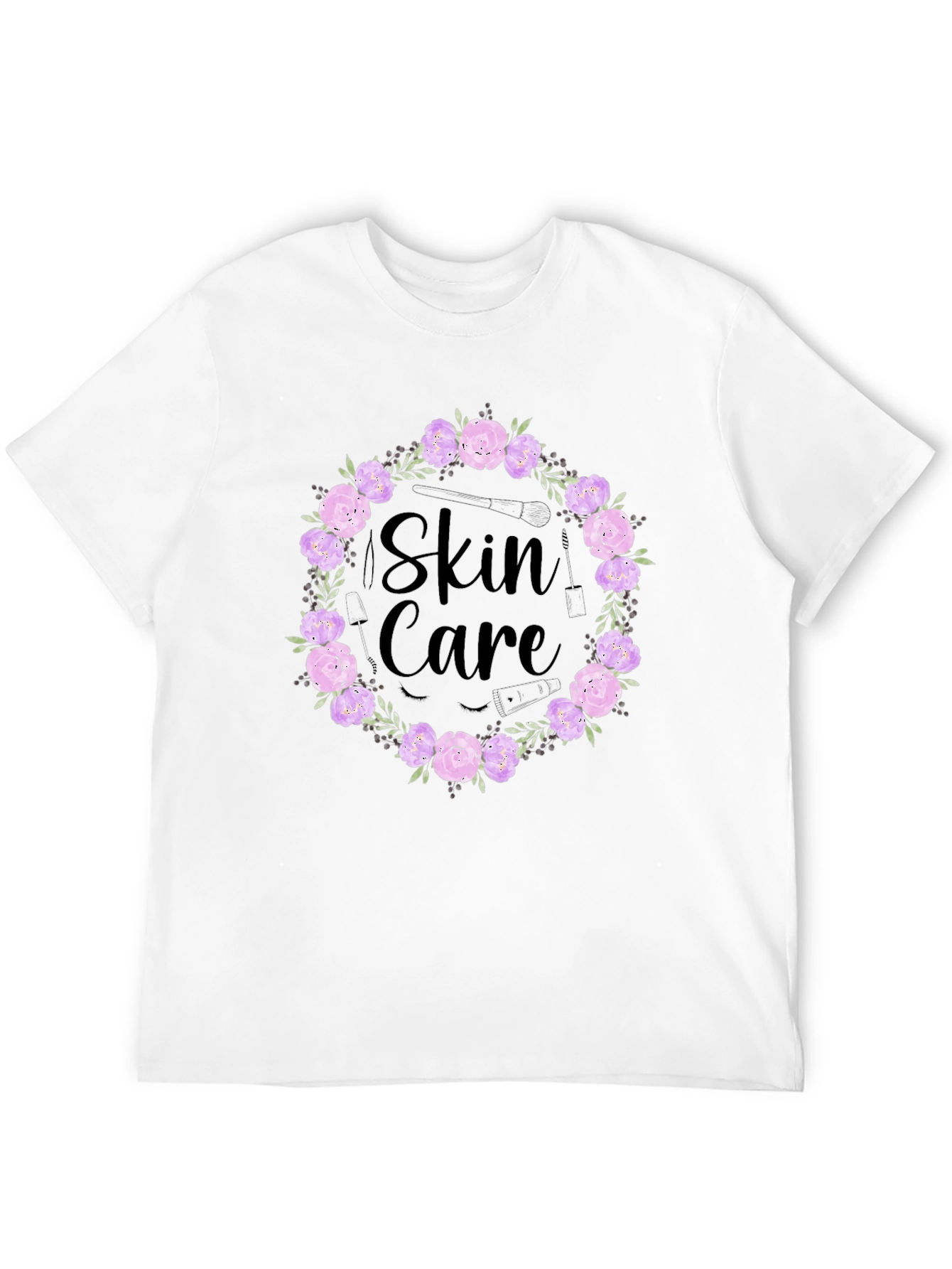 Skin Care Floral Wreath Graphic T-Shirt