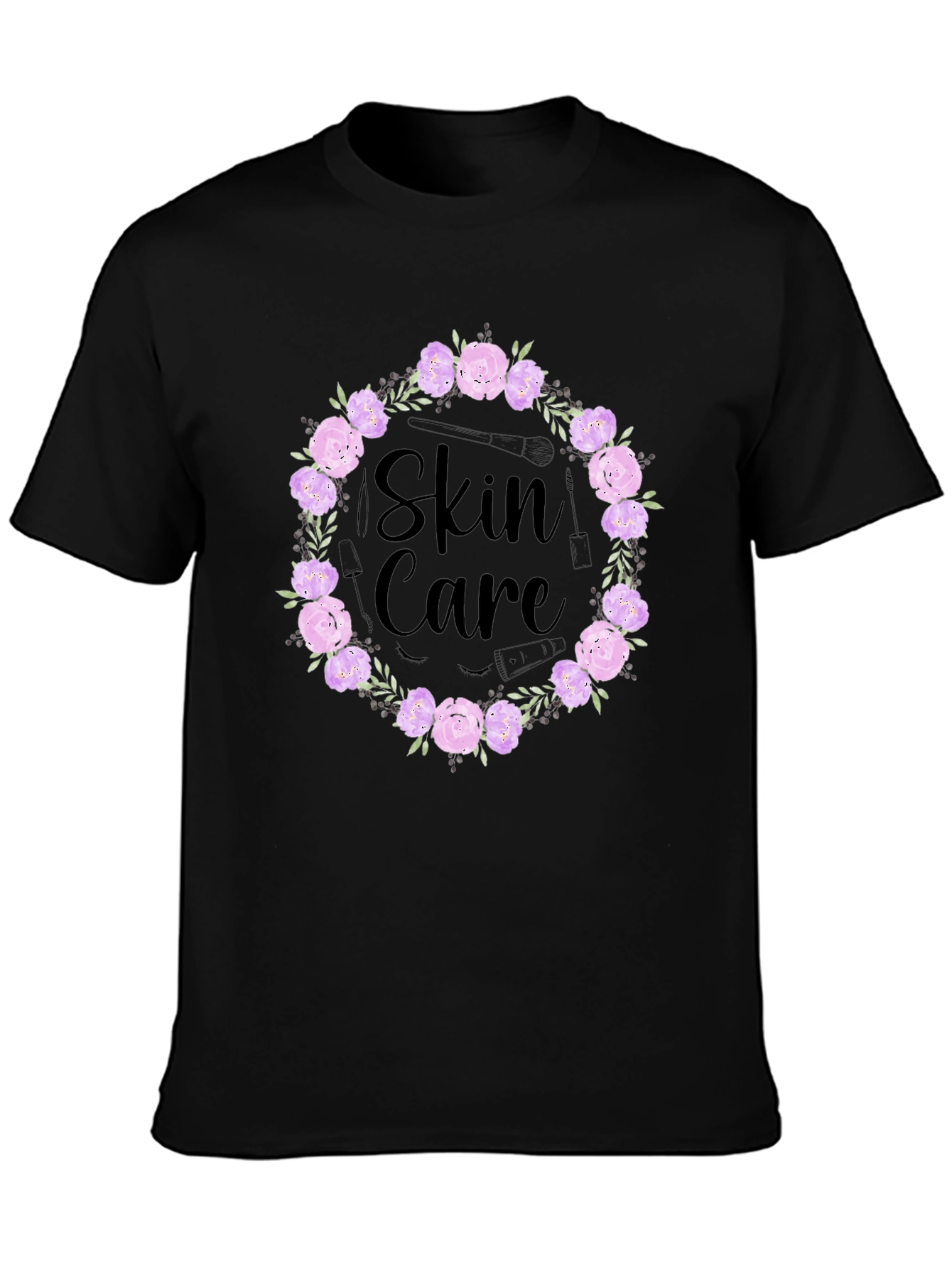 Skin Care Floral Wreath Graphic T-Shirt