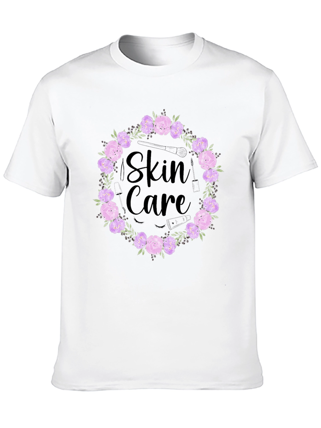 Skin Care Floral Wreath Graphic T-Shirt