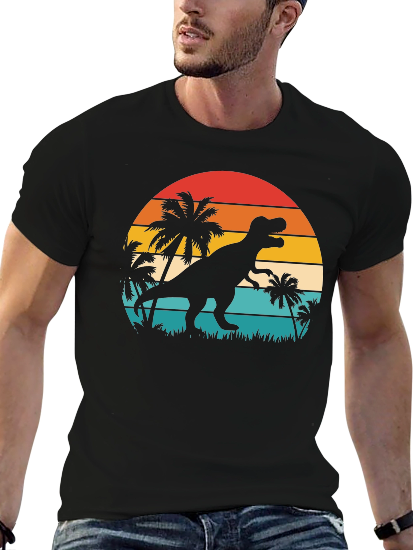 Retro Dinosaur Sunset T-Shirt