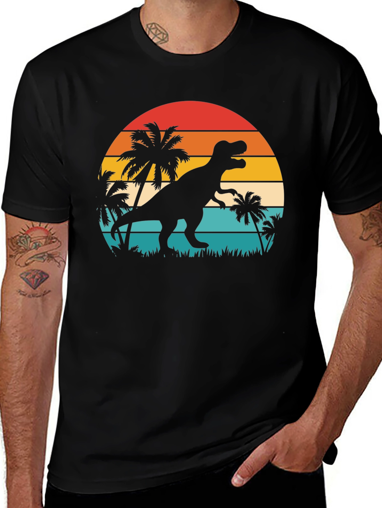 Retro Dinosaur Sunset T-Shirt