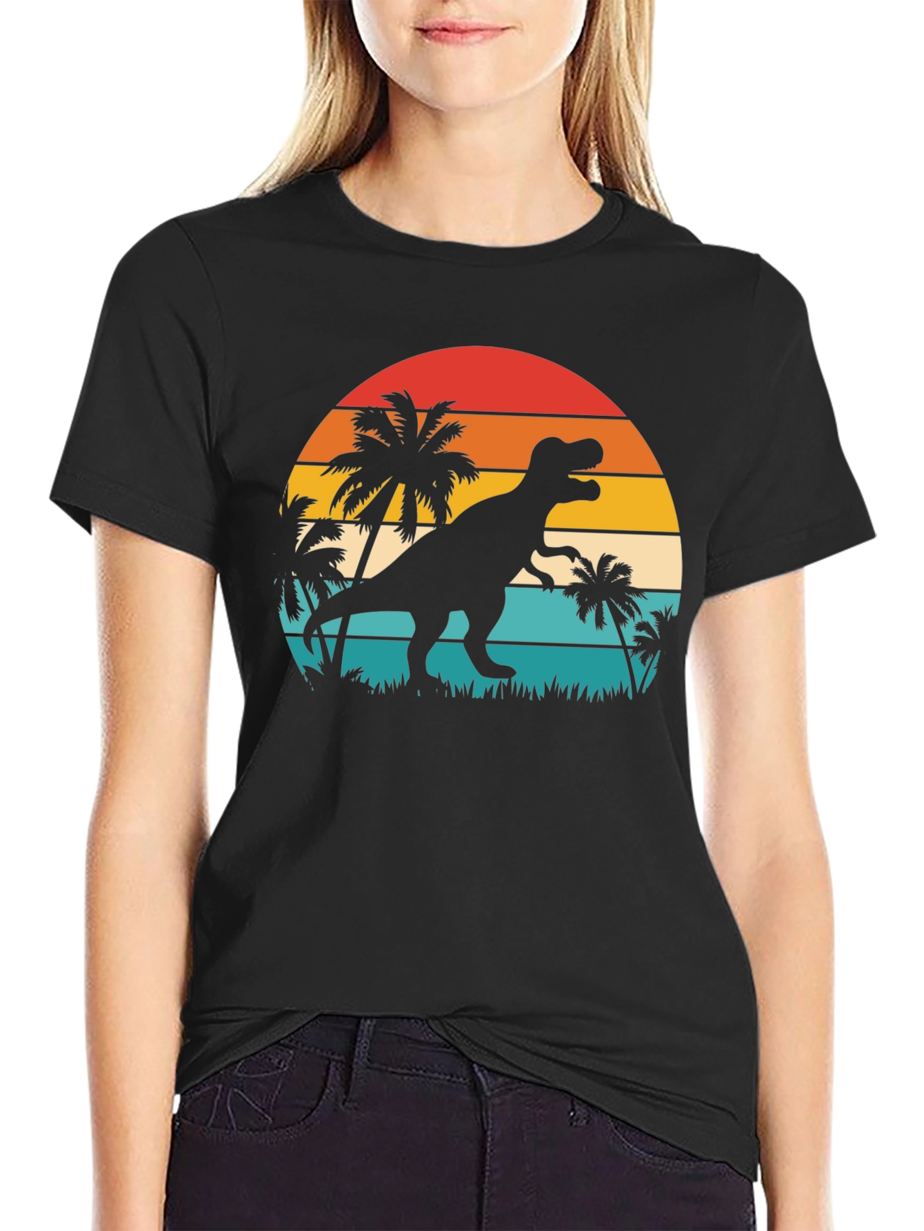 Retro Dinosaur Sunset T-Shirt