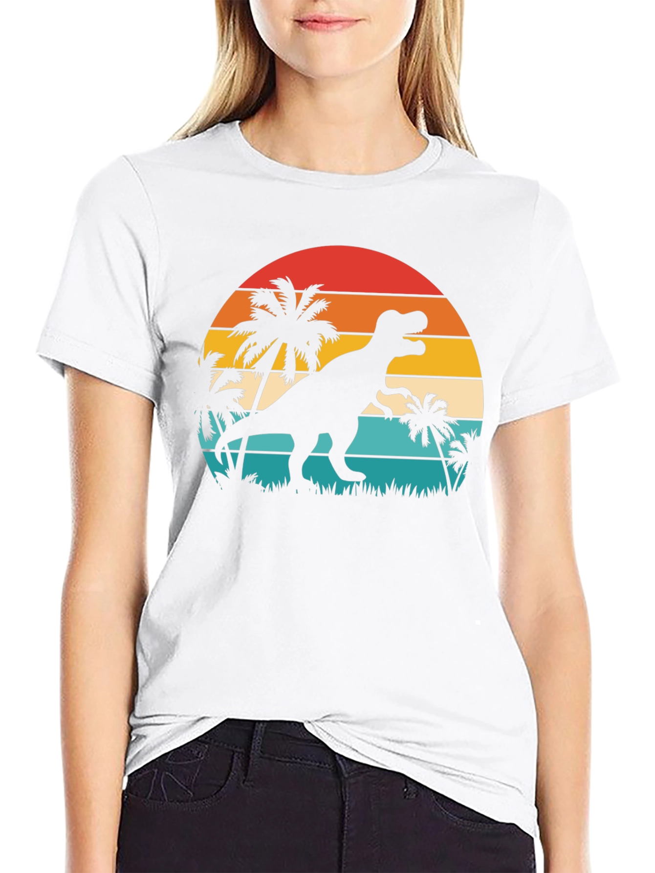 Retro Dinosaur Sunset T-Shirt