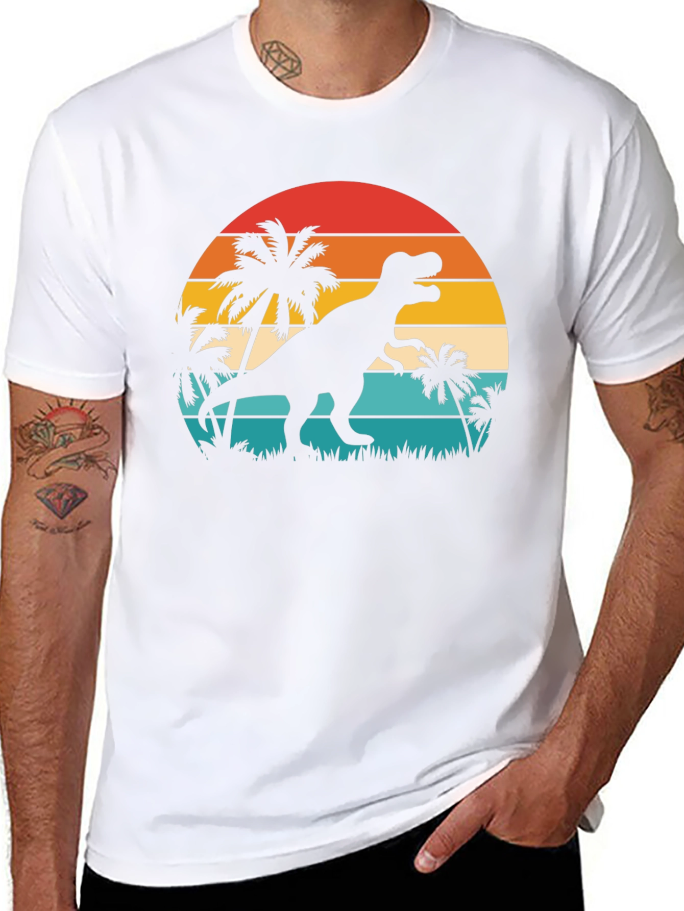 Retro Dinosaur Sunset T-Shirt