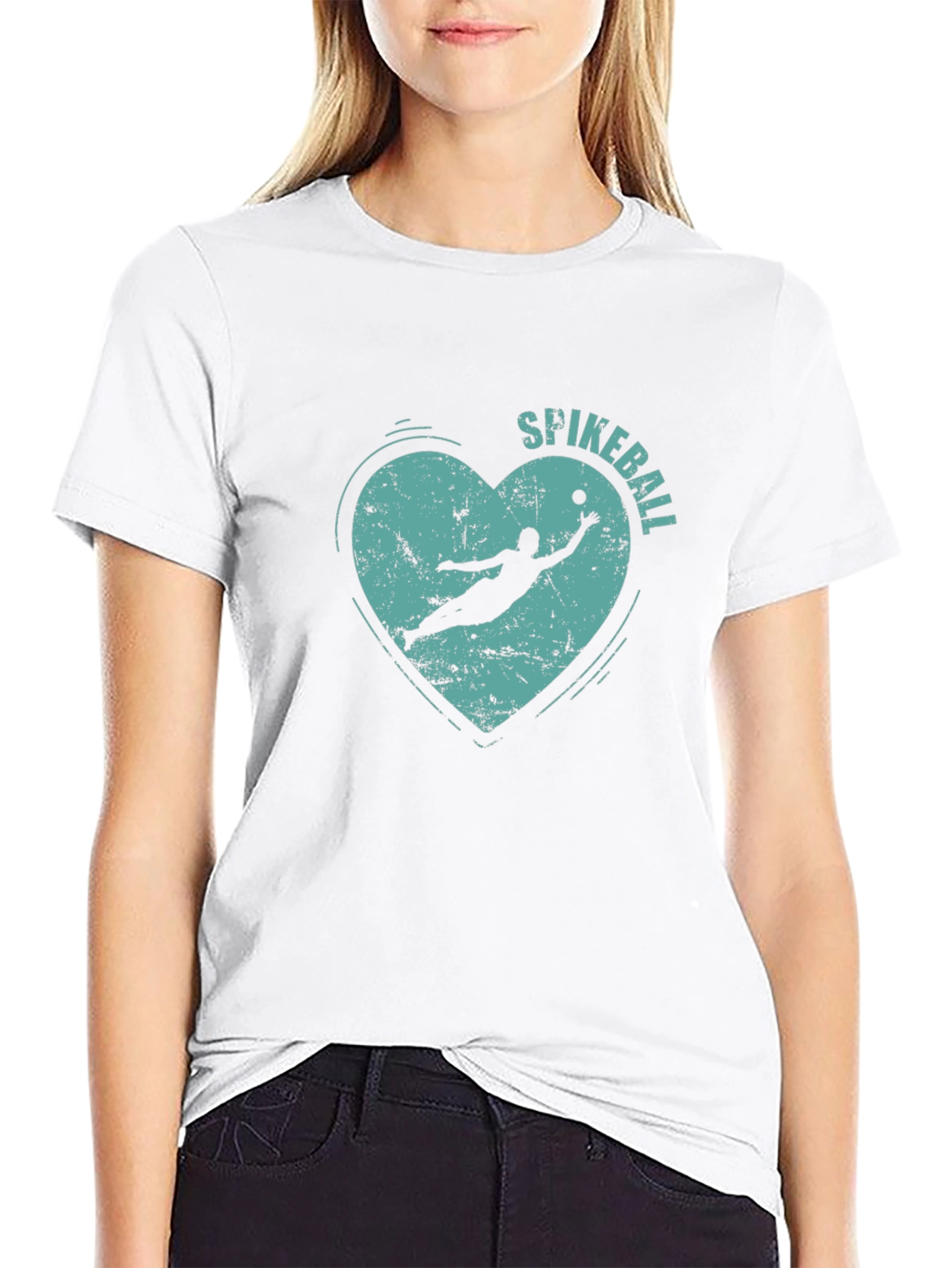 Spikeball Heart Graphic Tee - Black Cotton T-Shirt
