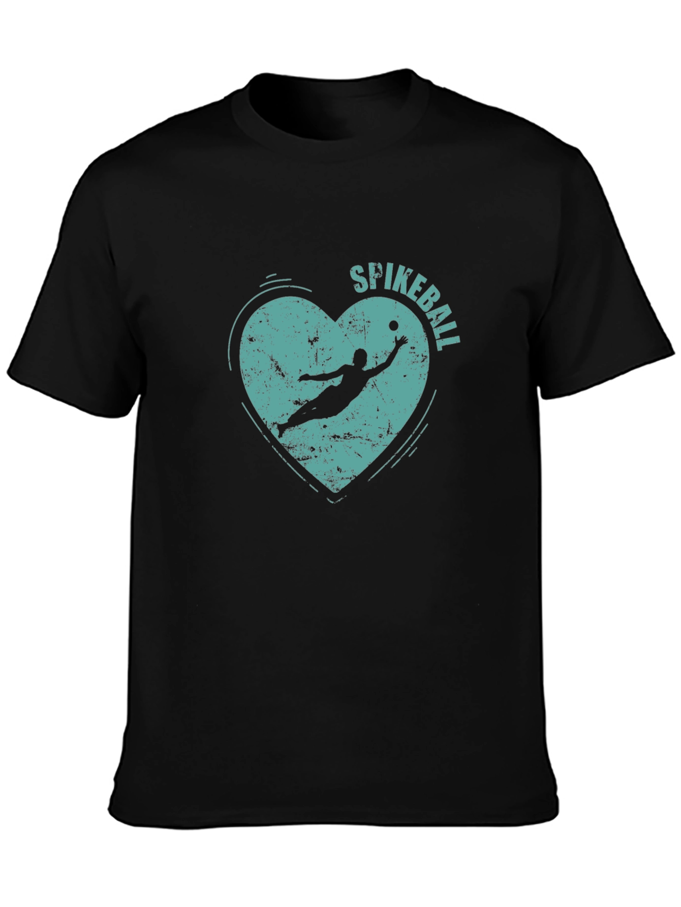 Spikeball Heart Graphic Tee - Black Cotton T-Shirt