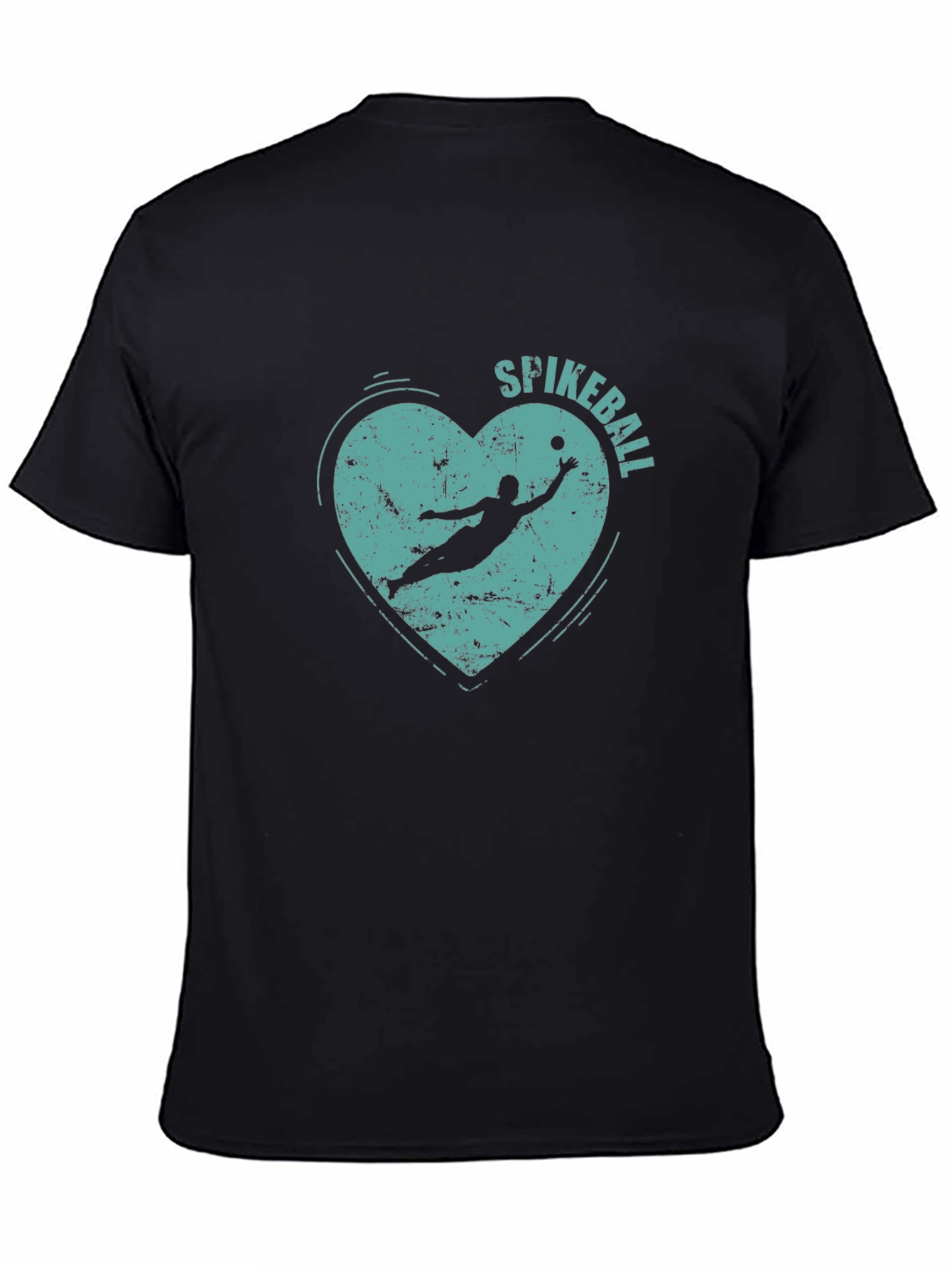 Spikeball Heart Graphic Tee - Black Cotton T-Shirt