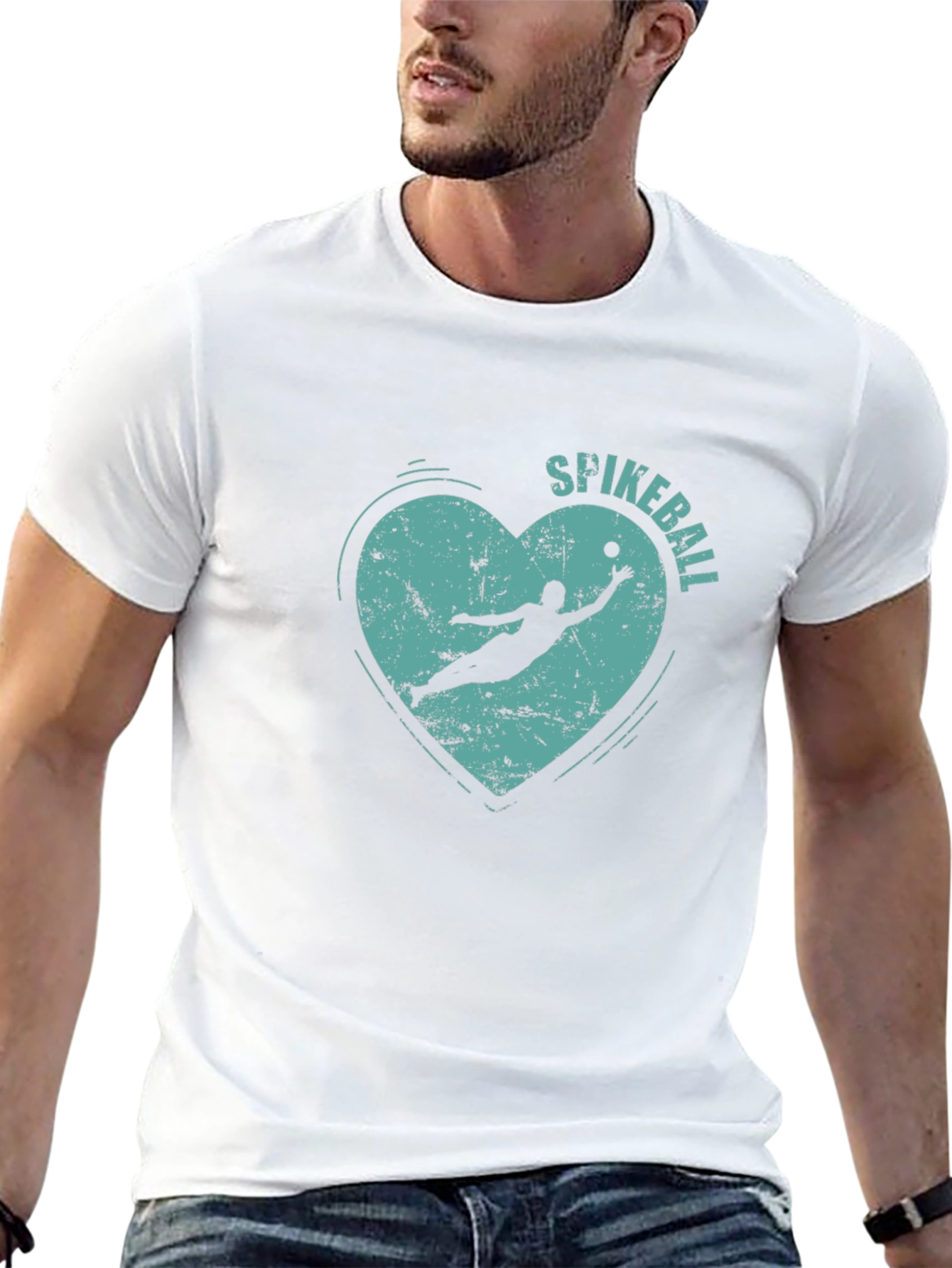 Spikeball Heart Graphic Tee - Black Cotton T-Shirt