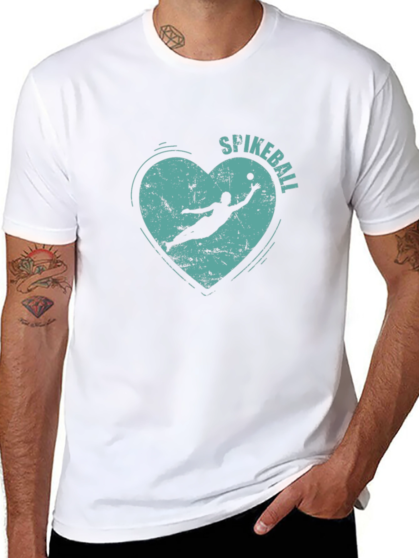 Spikeball Heart Graphic Tee - Black Cotton T-Shirt