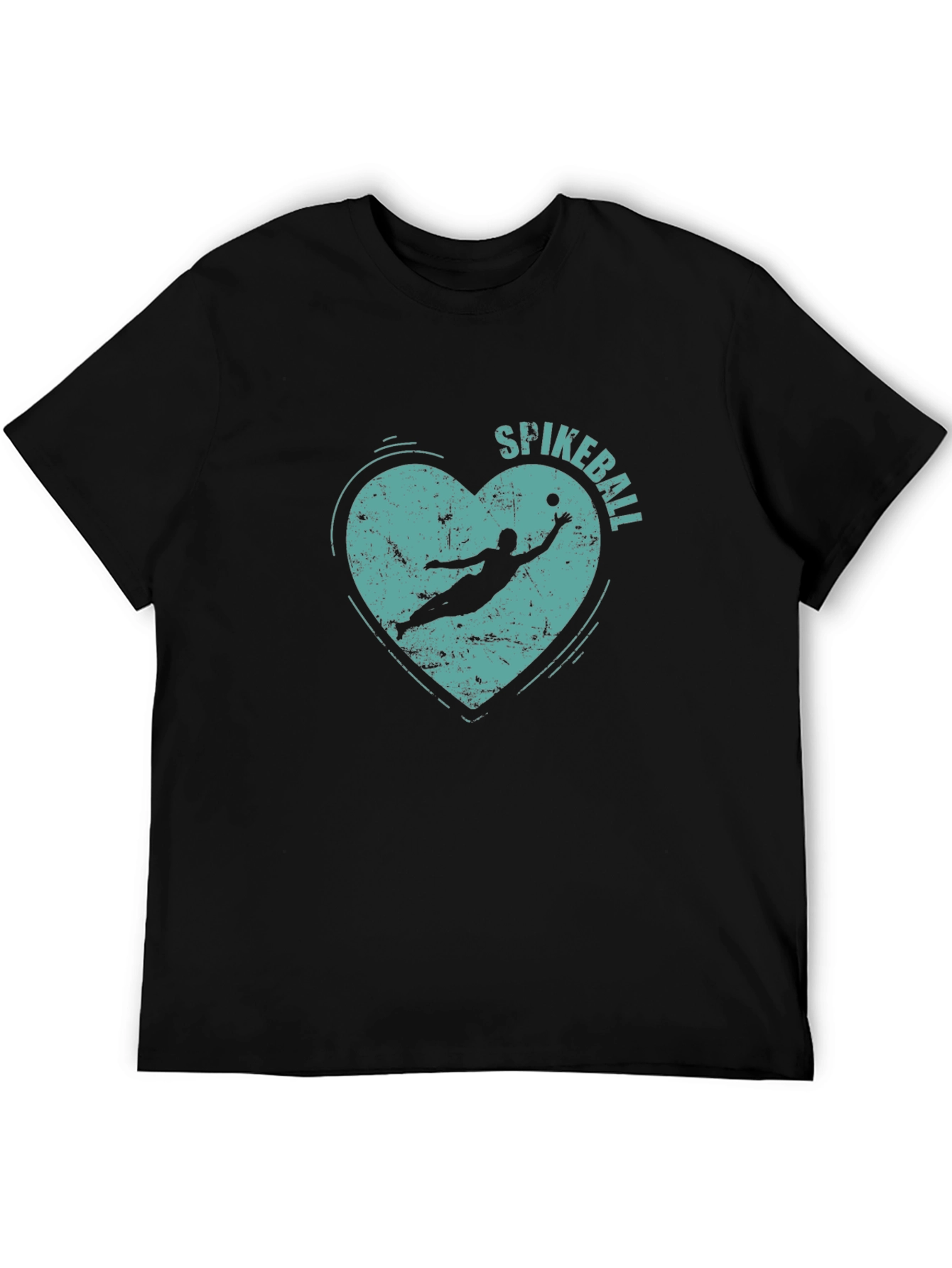 Spikeball Heart Graphic Tee - Black Cotton T-Shirt
