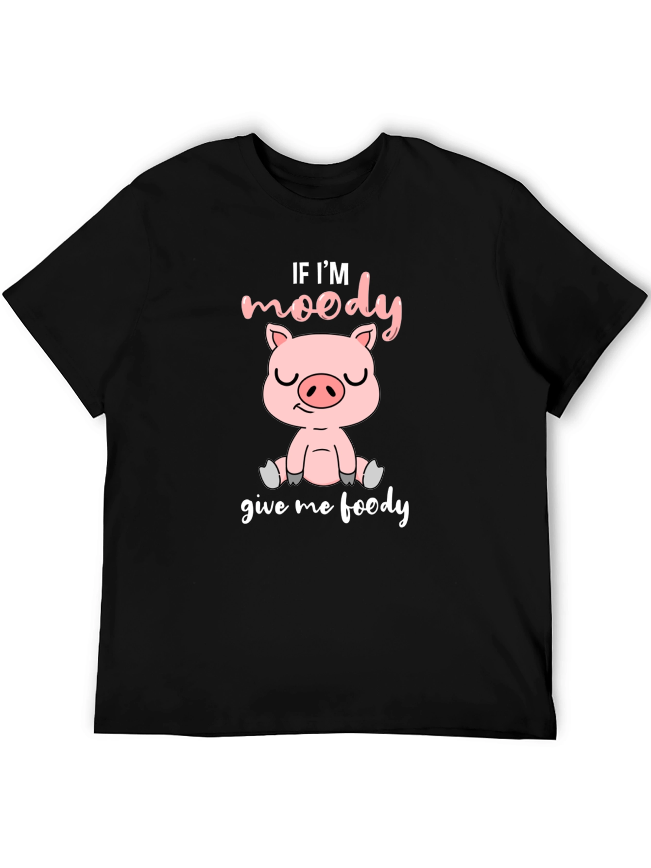 Moody Pig Black T-Shirt - Funny Animal Graphic Tee