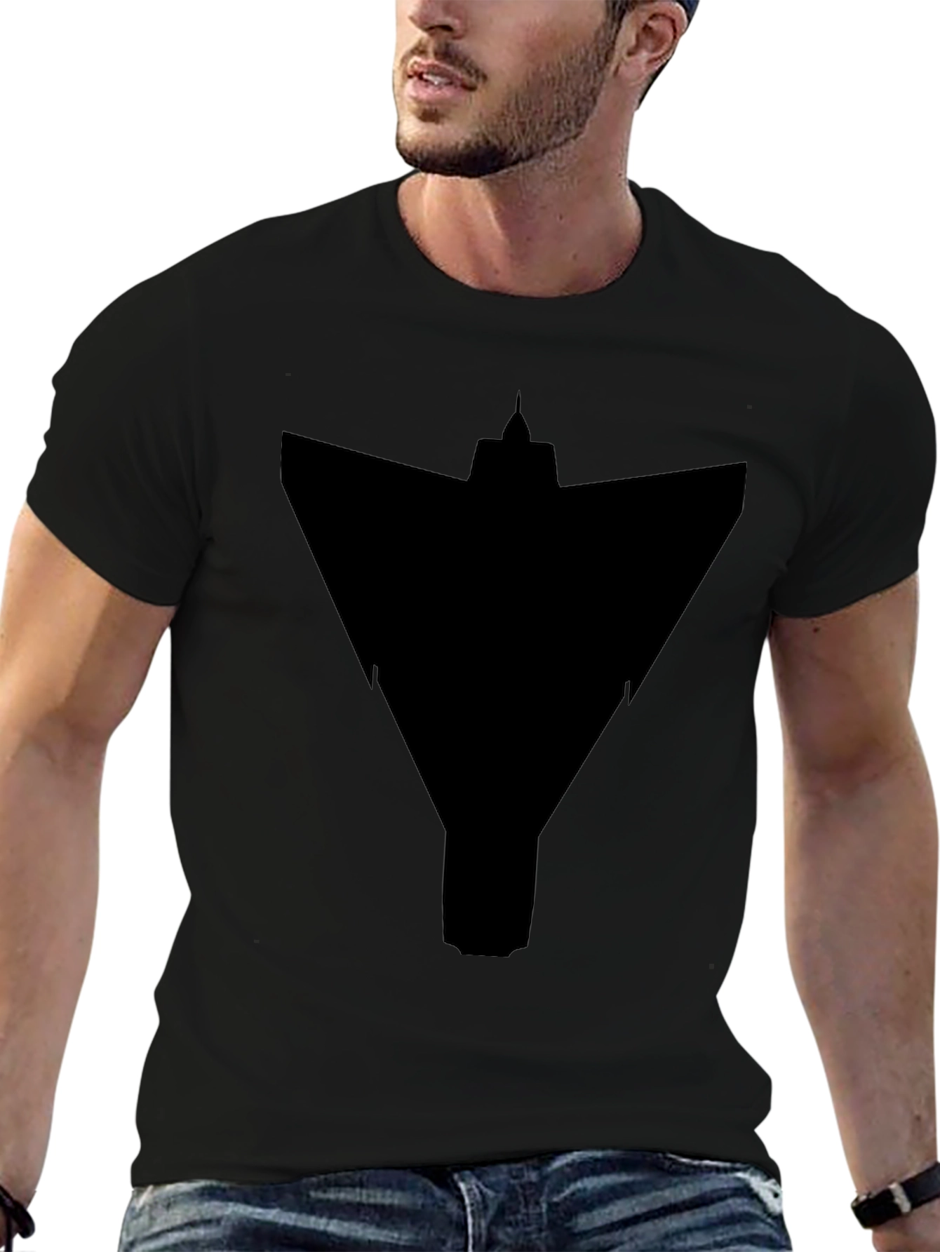 Stealth Bomber Graphic Tee - Modern Black T-Shirt