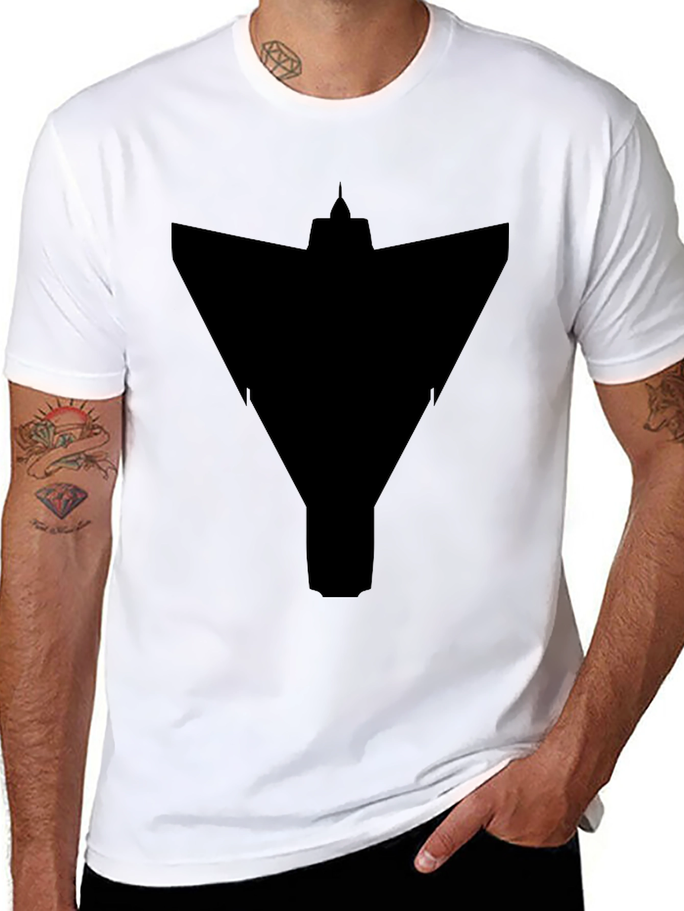 Stealth Bomber Graphic Tee - Modern Black T-Shirt