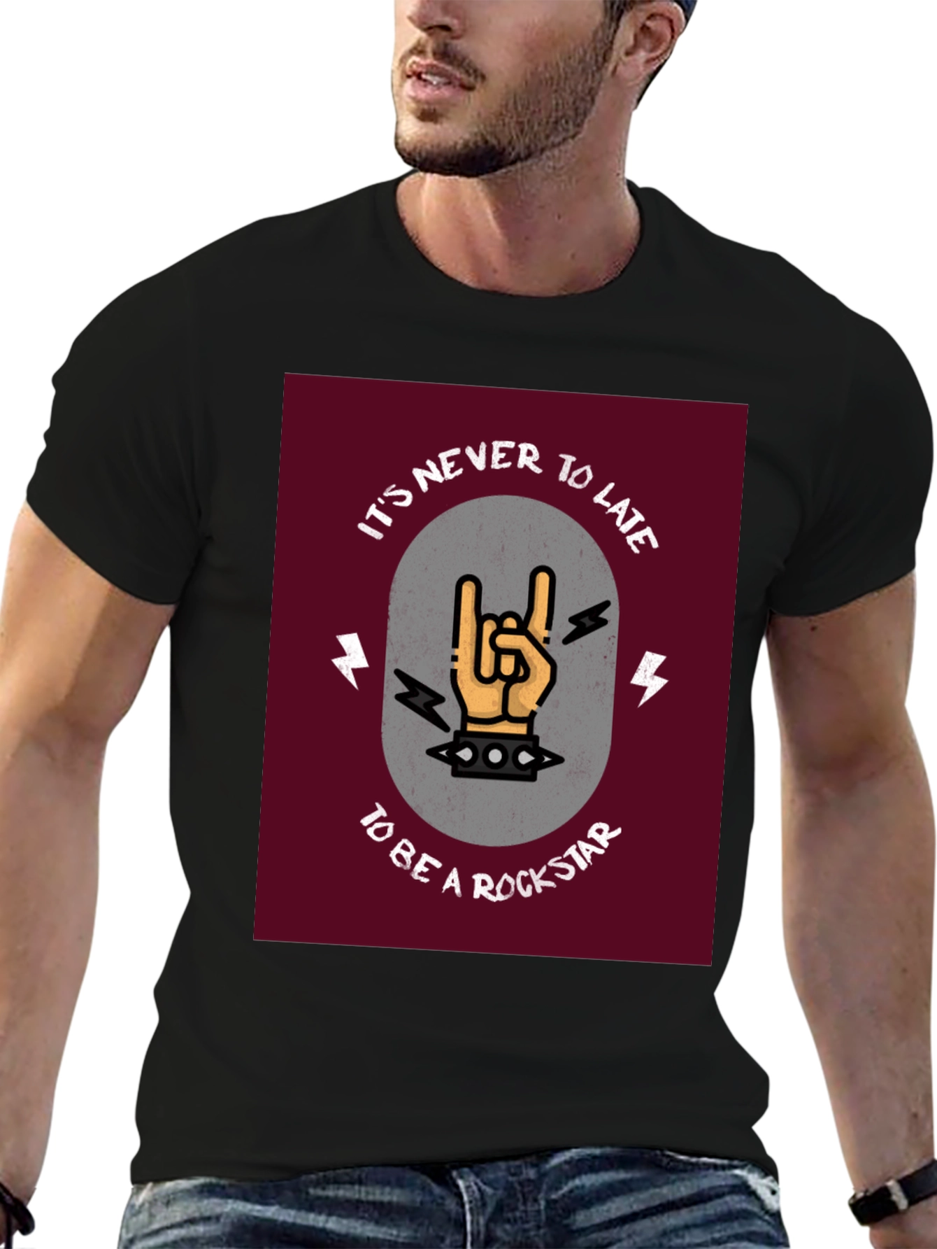 Rockstar Graphic Tee - Its Never Too Late T-Shirt