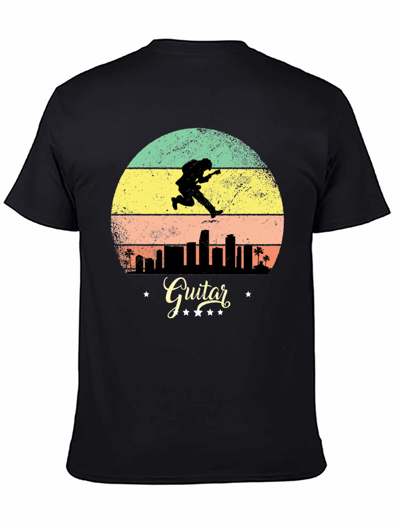 Retro Guitarist Cityscape Graphic Tee