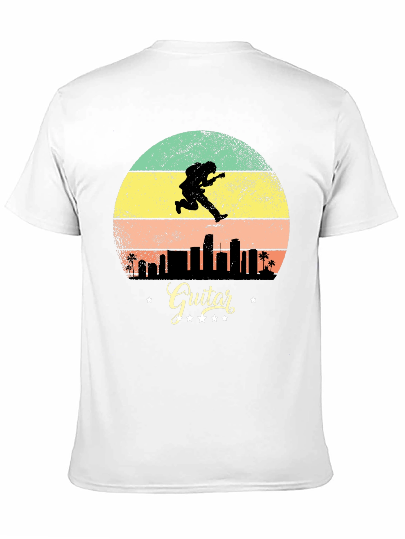 Retro Guitarist Cityscape Graphic Tee