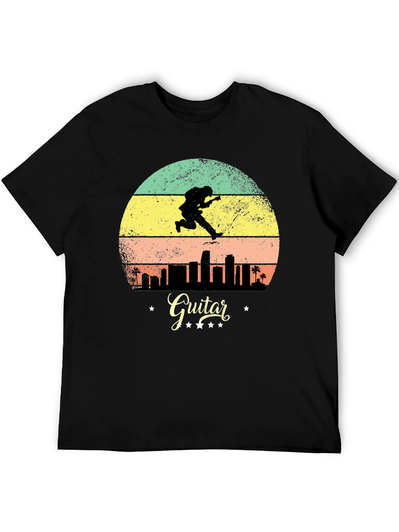 Retro Guitarist Cityscape Graphic Tee