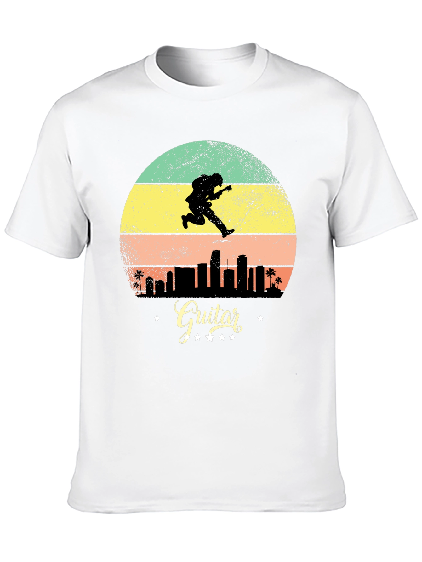 Retro Guitarist Cityscape Graphic Tee