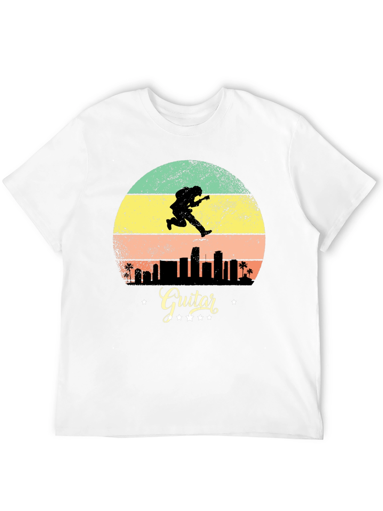 Retro Guitarist Cityscape Graphic Tee