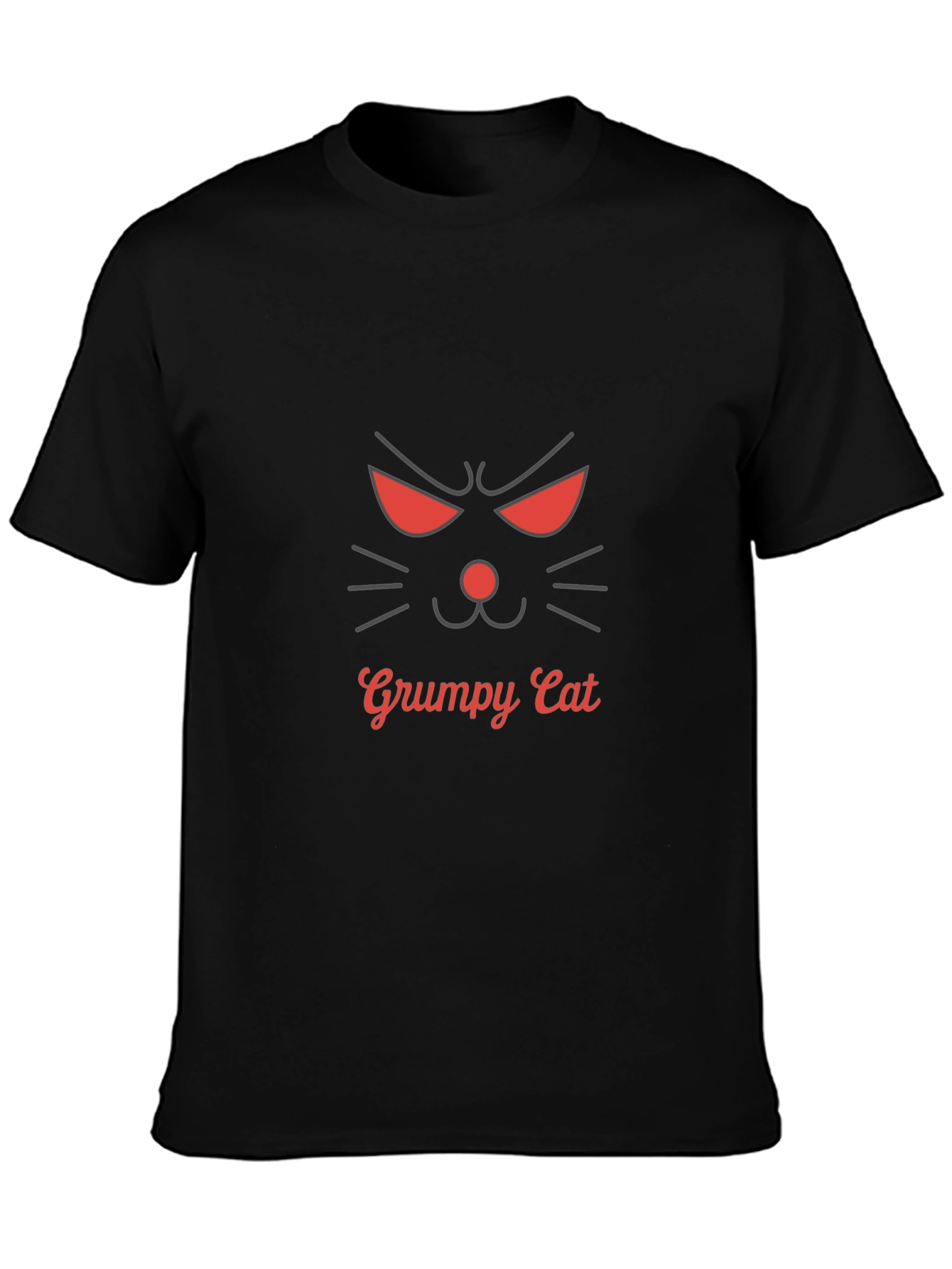Grumpy Cat Graphic Tee -  Black Cotton Blend Shirt