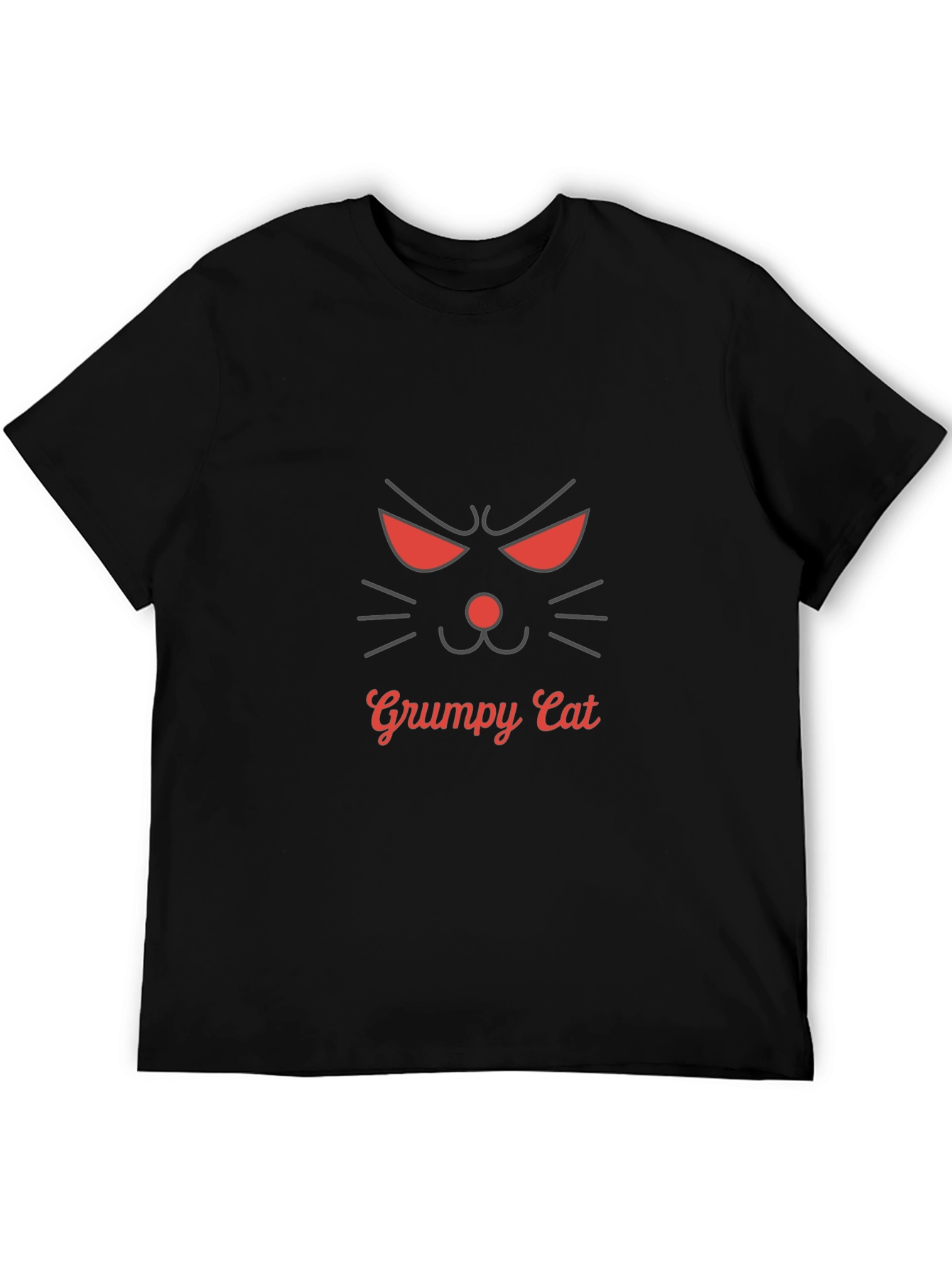 Grumpy Cat Graphic Tee -  Black Cotton Blend Shirt