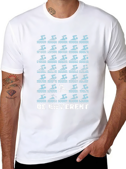 Be Different Swimmer Graphic T-Shirt - Black