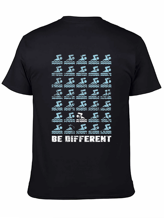 Be Different Swimmer Graphic T-Shirt - Black
