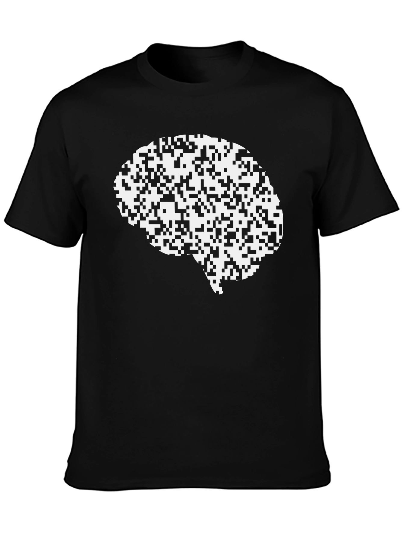 Brain Pixel Art Black T-Shirt - Think Different