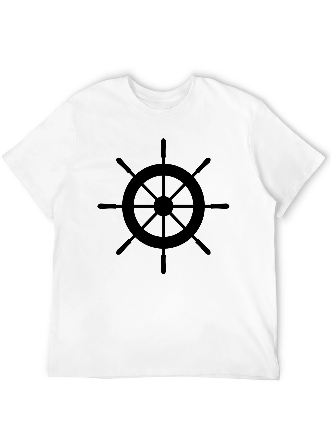 Nautical Wheel Graphic Tee - Black Cotton T-Shirt