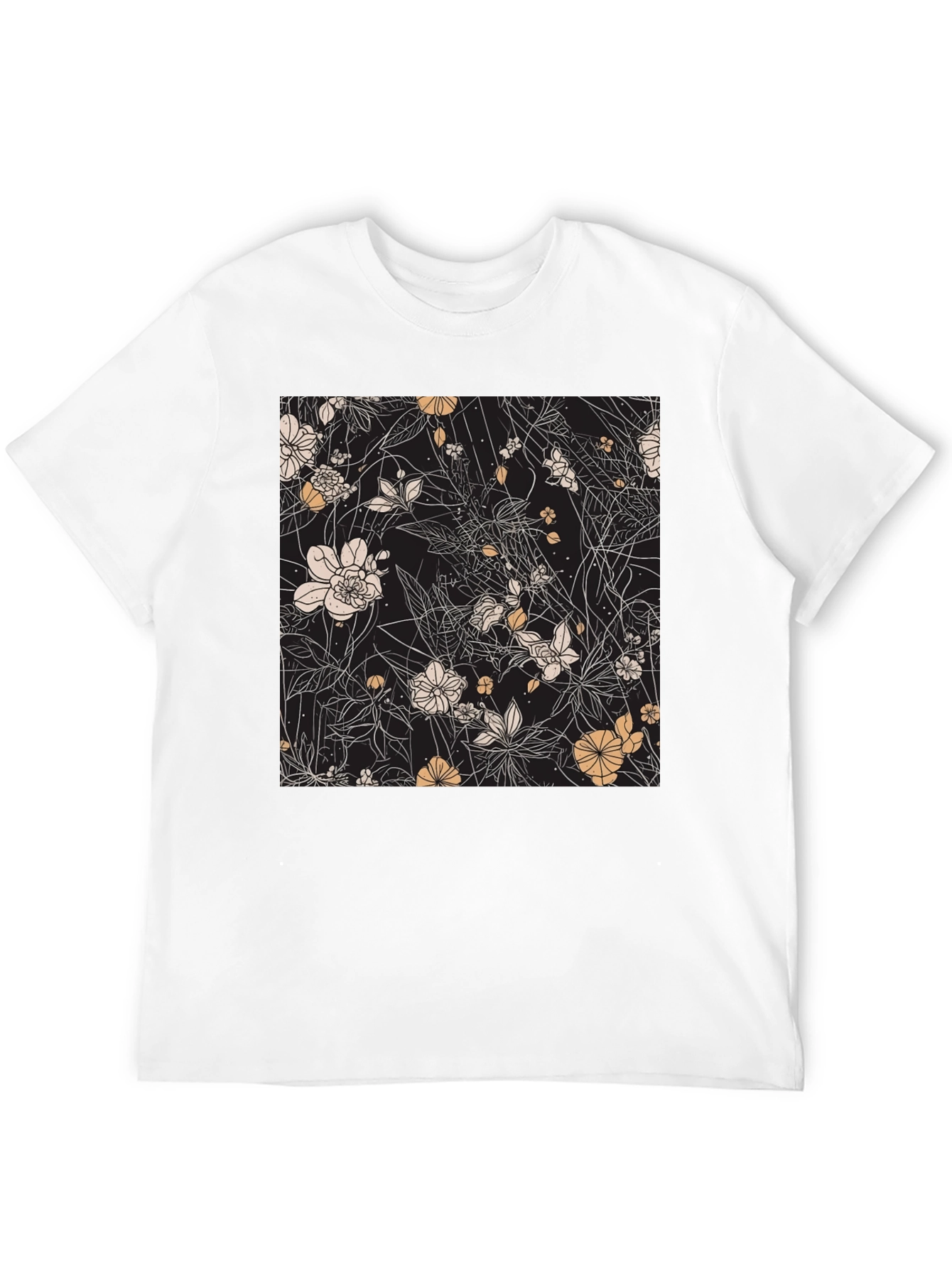 Floral Print Black T-Shirt - Stylish Casual Wear