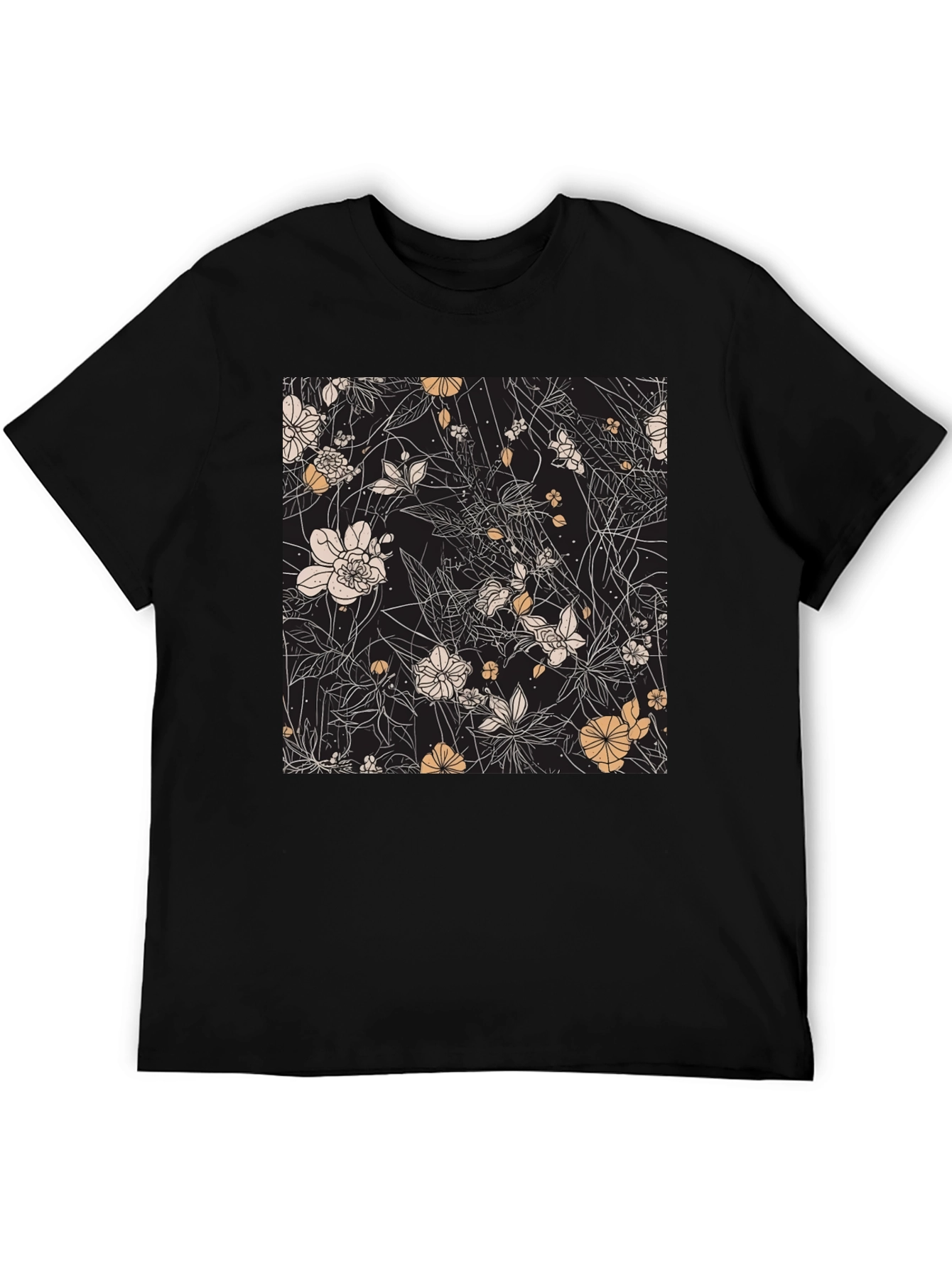 Floral Print Black T-Shirt - Stylish Casual Wear