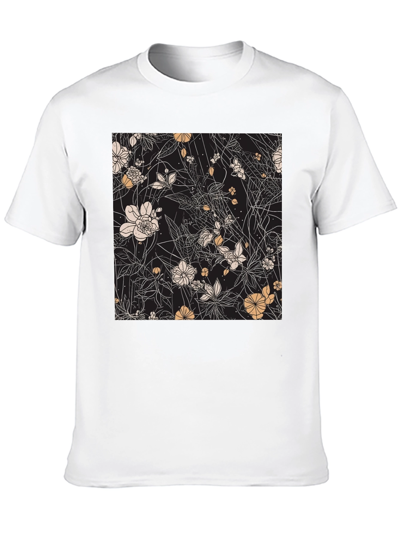 Floral Print Black T-Shirt - Stylish Casual Wear