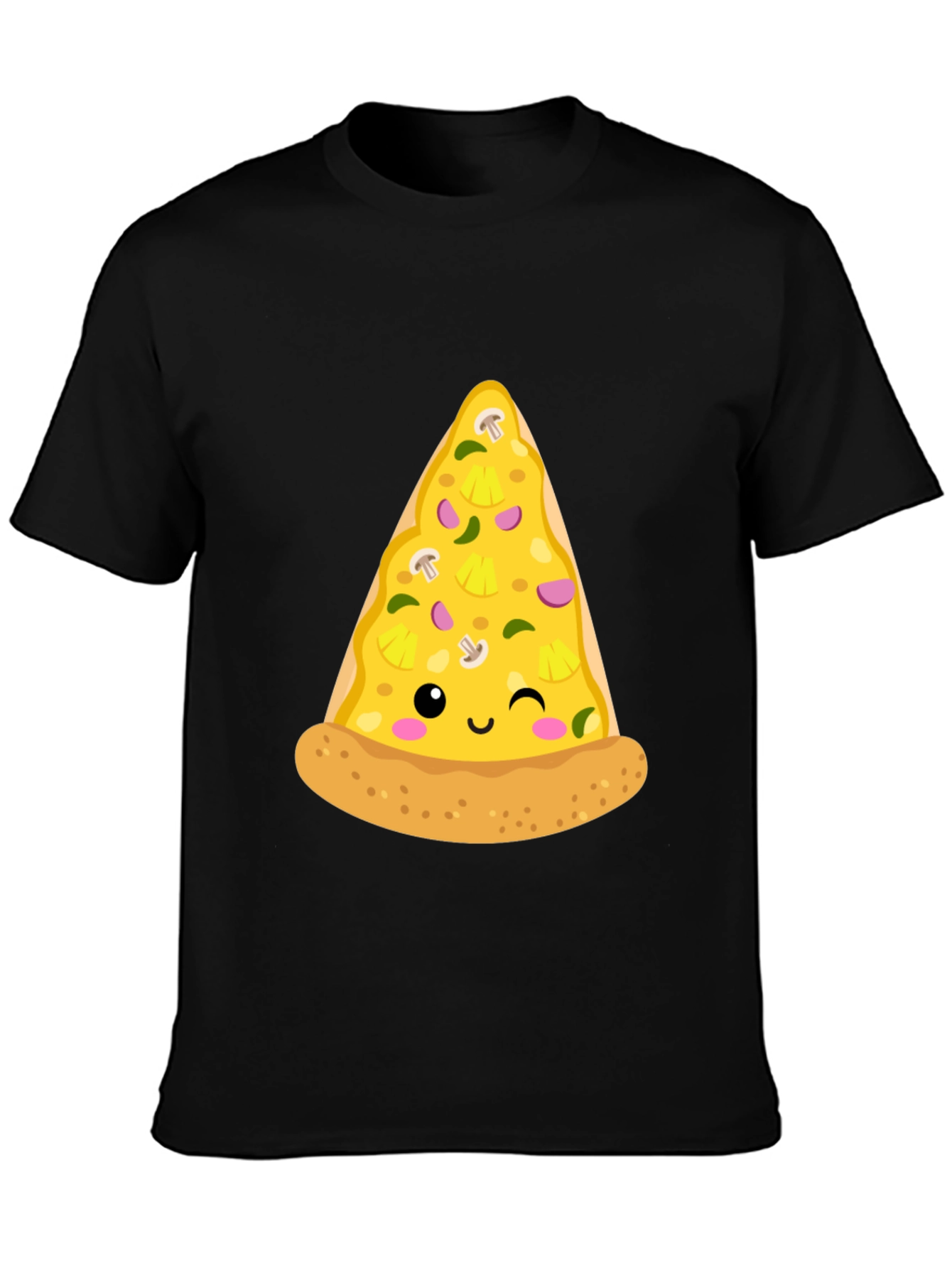 Pizza Slice Graphic Tee - Casual Black T-Shirt