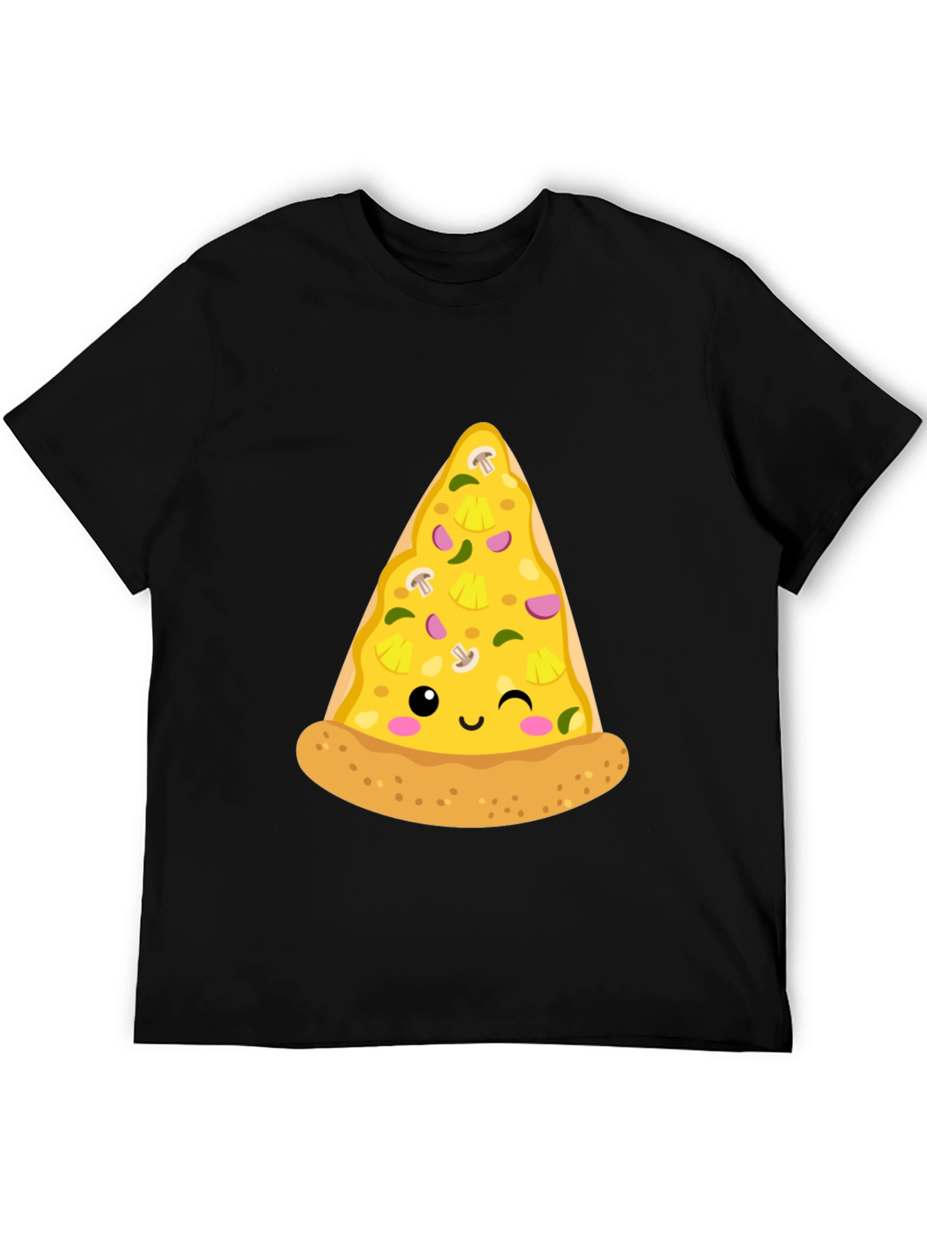 Pizza Slice Graphic Tee - Casual Black T-Shirt