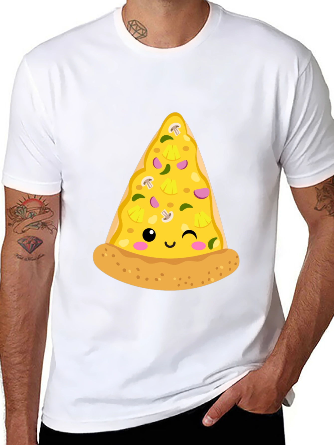 Pizza Slice Graphic Tee - Casual Black T-Shirt