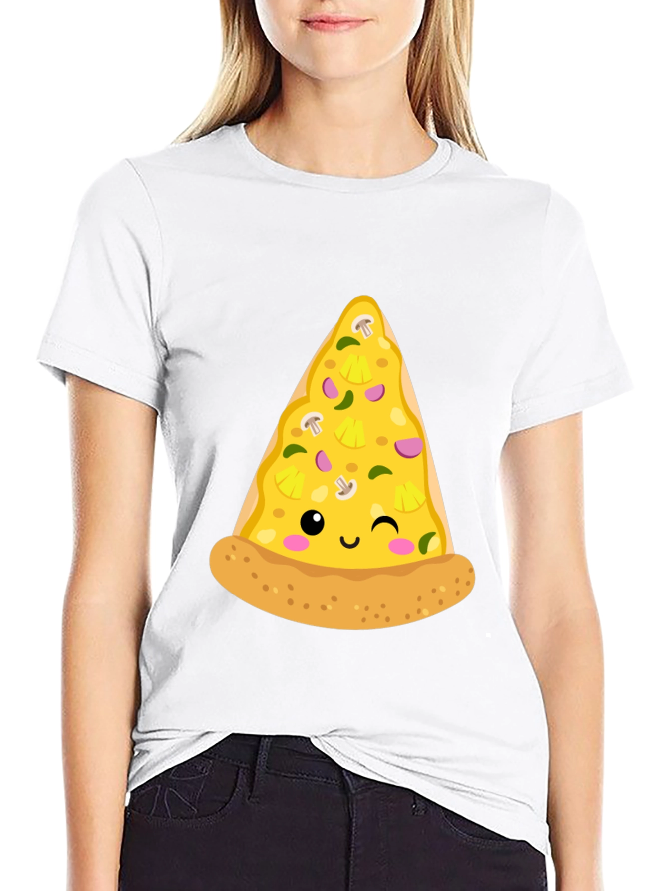 Pizza Slice Graphic Tee - Casual Black T-Shirt