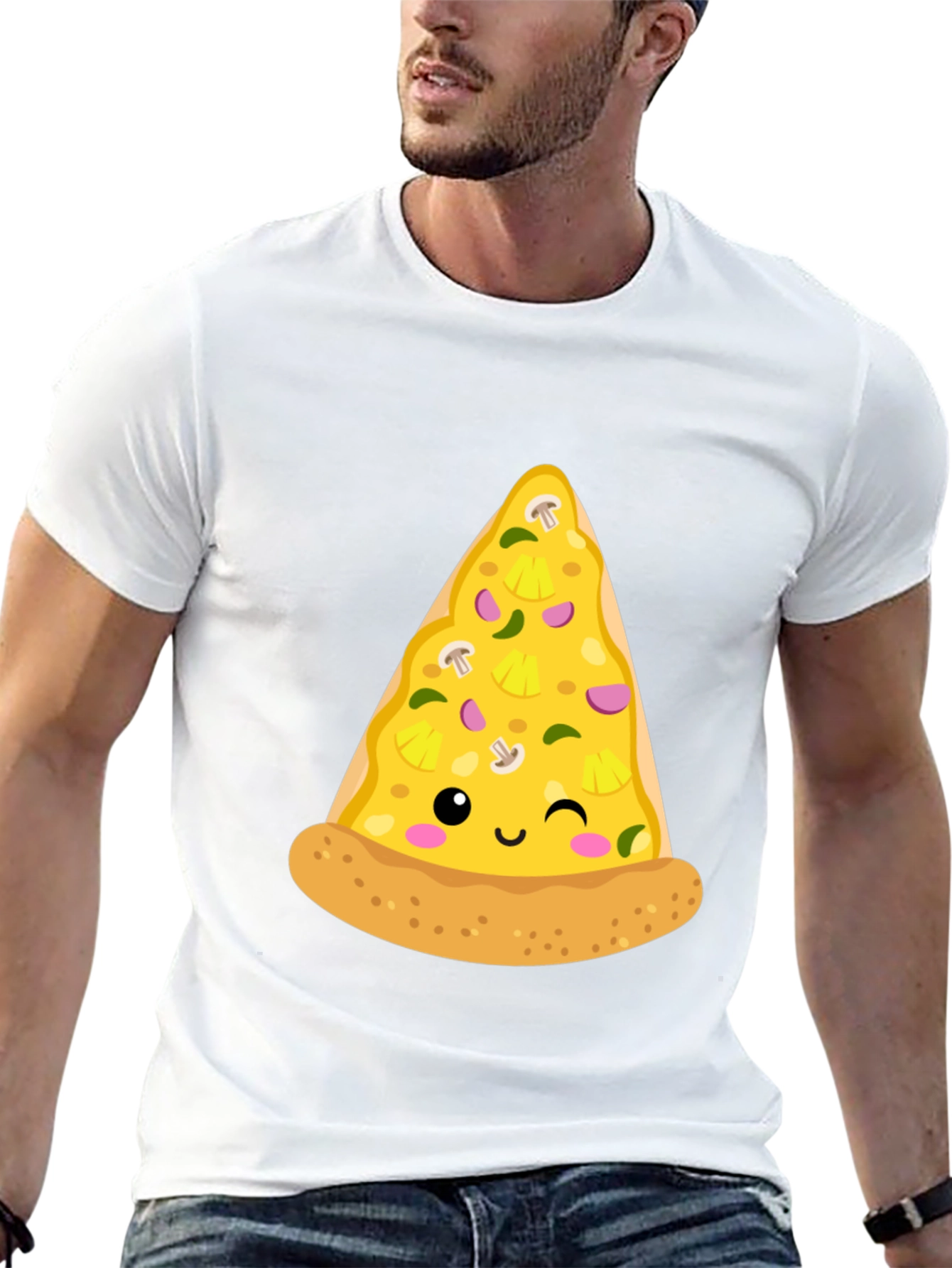 Pizza Slice Graphic Tee - Casual Black T-Shirt