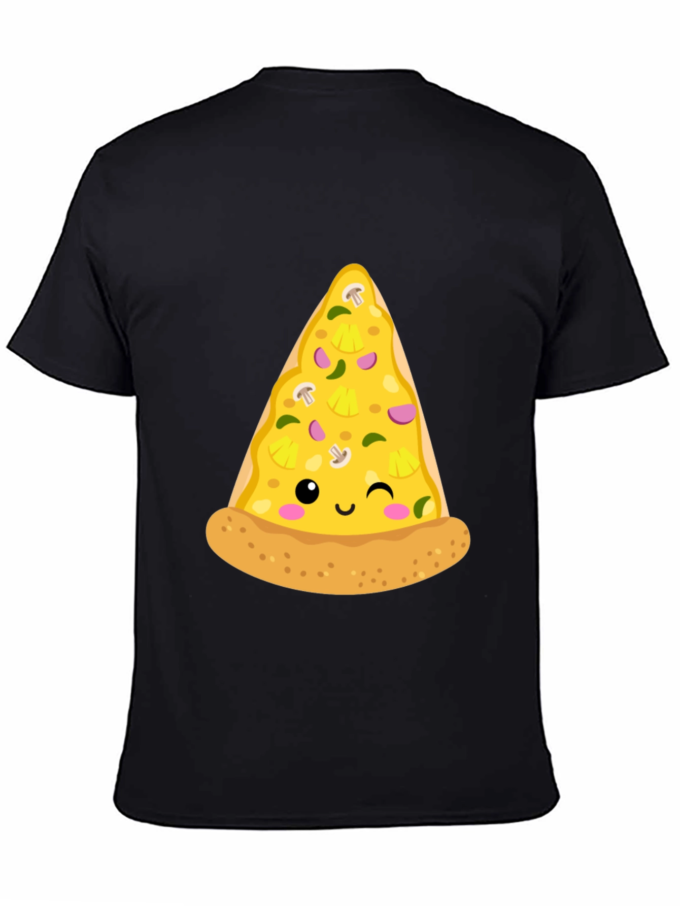 Pizza Slice Graphic Tee - Casual Black T-Shirt